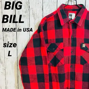 미국산 BIG BILL 빅빌 플란넬 셔츠 플란넬 셔츠 블랙 레드