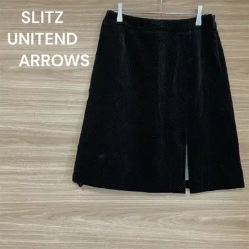 UNITED ARROWS [ 38/M ] 블랙 벨로아 도트 무늬 스커트