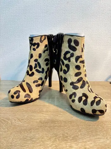 레오파드 무늬 하이힐 부츠 22 사이즈 (D-372 26)
