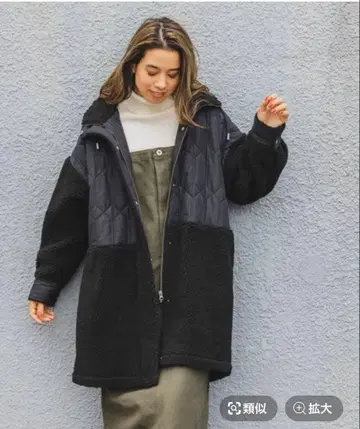 보아 퀼트 콤비 코트 블랙 FREE 사이즈