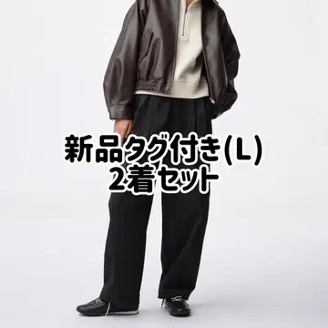 [택 포함 새상품] GU 배럴 레그 풀온 팬츠 Q 블랙 2벌 세트