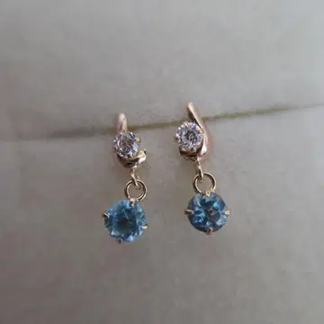 K10YG 블루 토파즈 지르코니아 귀걸이