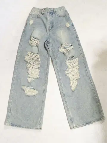 데미지 가공 와이드 레그 데님 팬츠 S 사이즈