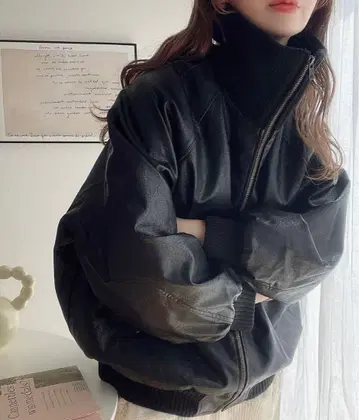 블랙 오버 사이즈 블루종