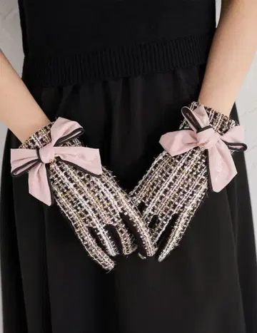 tocco 스마트폰 터치 대응 속기모 리본 포함 트위드 그로브