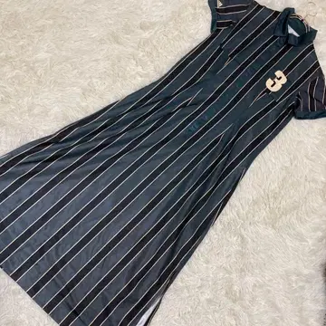 adidas 스트라이프 패턴 원피스 그레이 계열 로고 번호 캐주얼 맥시