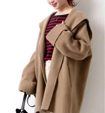 Spick&span 더블 모사 리버 후디 가운 코트 36