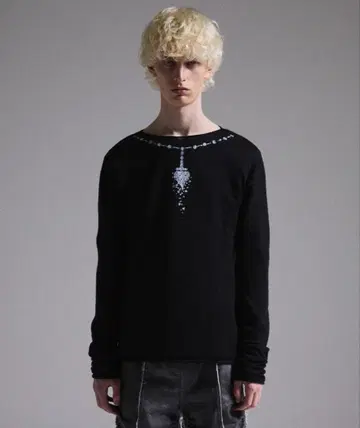 사이즈 S [ GRANCY ] Print Design Sheer Knit