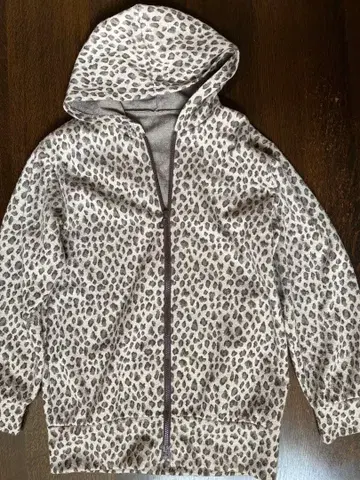 레오파드 무늬 후드 부착 후드티 핸드메이드