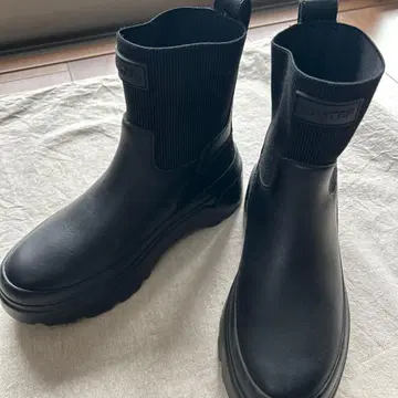 HUNTER 블랙 사이드 고어 부츠