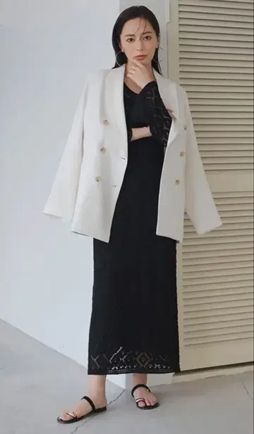 anuans 아뉴앙스 더블 자켓 린넨 화이트