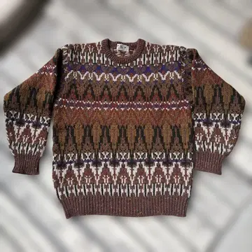 기하학 패턴 울 혼방 니트 스웨터