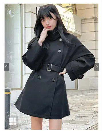 GRL 벨트 포함 멀티 way 페이크 울 코트 블랙