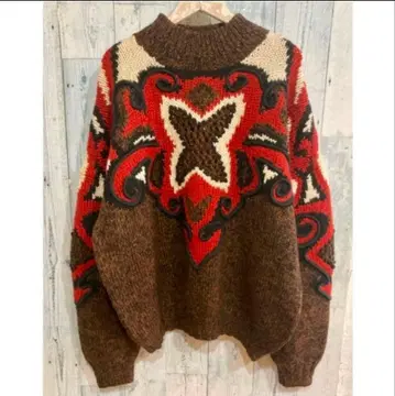 빈티지 기하학 패턴 오버 사이즈 니트 스웨터