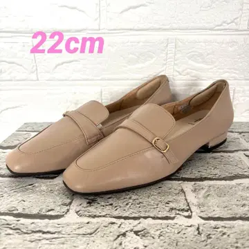 put's 푸츠 베이지 로퍼 골드 버클 천연 가죽 22cm