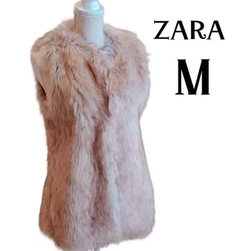 ZARA 인조 모피 베스트 M