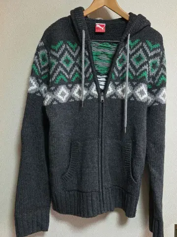 푸마 노르딕 무늬 니트 후드티