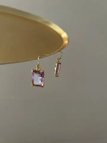 핑크 스톤 훅 귀걸이
