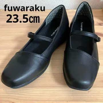 [ 새상품 ] fuwaraku 후와라쿠 펌프스 스트랩 통굽 블랙 23.5