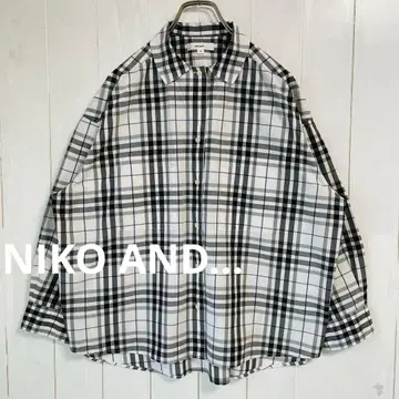 NIKO AND - 모노톤 체크 레귤러 카라 셔츠 L 사이즈