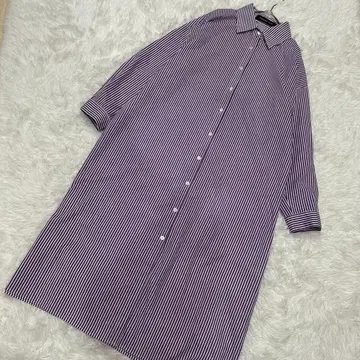 새상품급 버스데이 농구화 롱 셔츠 원피스 보라색과 화이트 스트라이프 긴팔