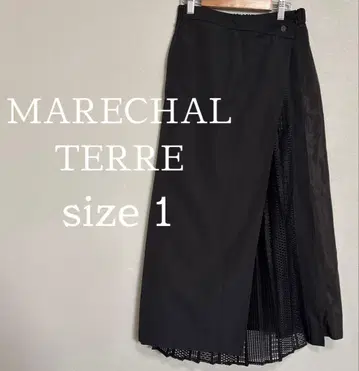 MARECHAL TERRE 이소재 절개 플리츠 랩스커트 블랙 S.