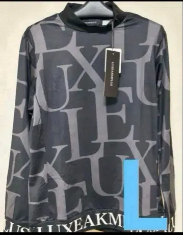 럭스 에이케이엠 플러스 밑단 올 로고 무늬 모크넥 속기모 하이넥 셔츠