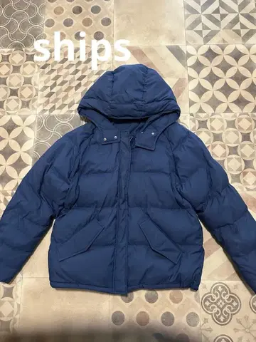 쉽스 네이비 후드 부착 다운 자켓