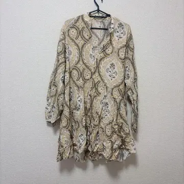 여성용 에스닉 프린트 튜닉 긴팔 셔츠 루즈핏