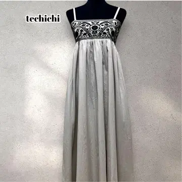 테치치 techichi 면 로운 자수 맥시 원피스 M 사이즈 깔끔한
