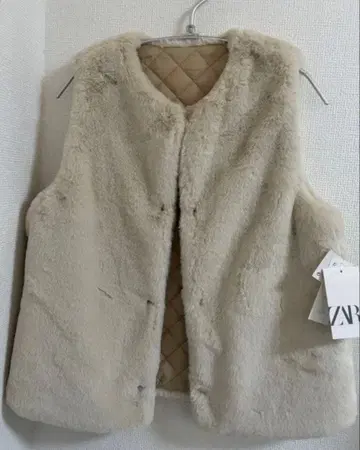 ZARA 리버서블 인조 모피 퀼팅 베스트