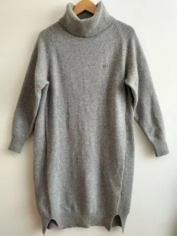 LACOSTE 라코스테 터틀 니트 원피스 사이즈 38 그레이 원포인트