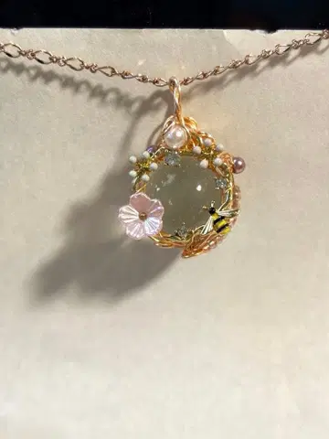 핸드메이드 꽃 펜던트 리버서블
