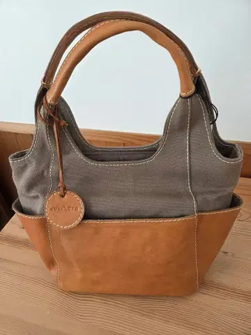 주케로 캔버스 가죽 토트백