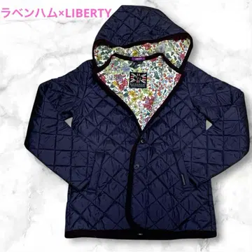 라벤햄 LIBERTY 퀼팅 자켓 38 꽃무늬 퍼플 후드