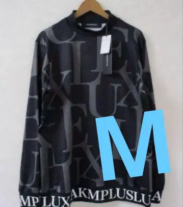 AKM 럭스 에이케이엠 플러스 밑단 올 로고 무늬 모크넥 긴팔 셔츠 골프