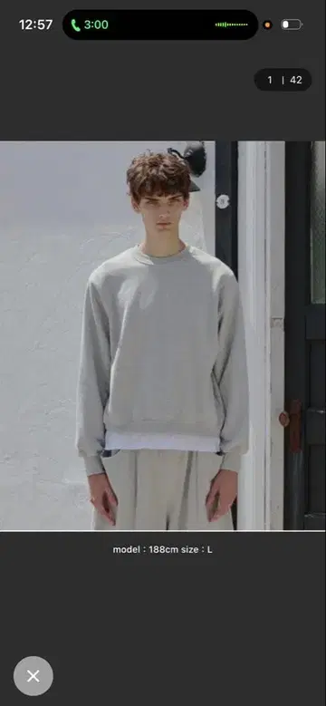 크루넥 맨투맨 그레이