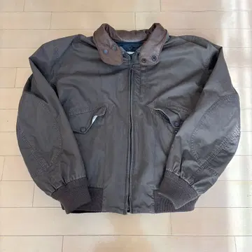 BILL BLASS 플라이트 자켓 가죽 옷깃 블루종 브라운 M 사이즈