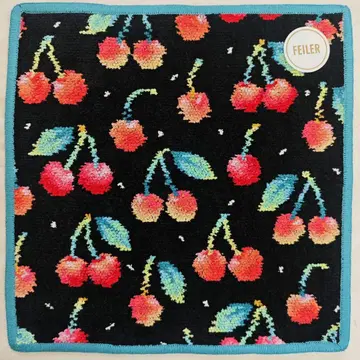 페이러 손수건 미사용 새상품 체리 도트 블랙