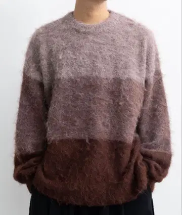 SINSS 니트 바이컬러 보더 오버 사이즈 니트 그라데이션