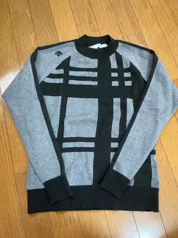 체크 무늬 니트 스웨터 스커트 그레이/블랙