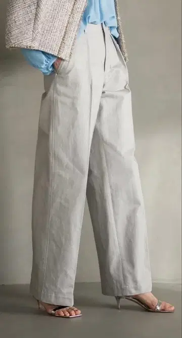 에브레 라이트 그레이 와이드 데님 팬츠