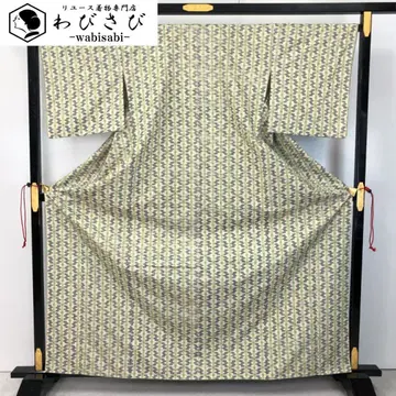 기모노 격자 무늬 추상 무늬 상아색 톨 사이즈 K-5174