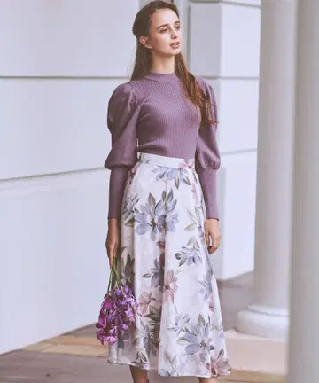 Noela 컷 자카드 꽃무늬 스커트 S 사이즈