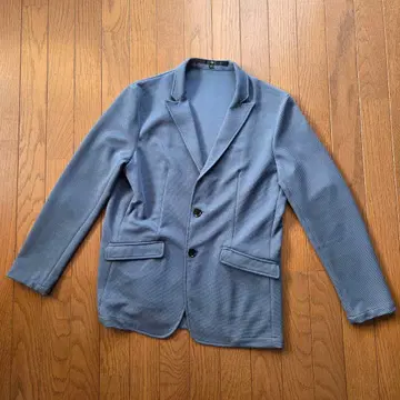 NO ID. 테일러드 자켓 엠보싱 저리 피크 라펠 블루
