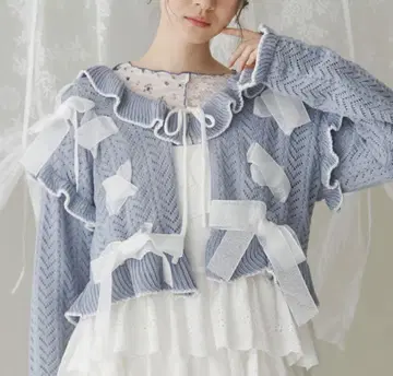 merry jenny 리본 시스루 니트 가디건