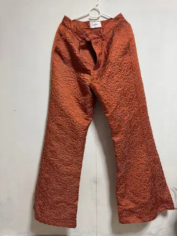 seyto 오렌지 와이드 플레어 팬츠