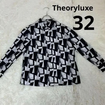 Theoryluxe 모노톤 기하학 패턴 보타이 블라우스 32 23AW