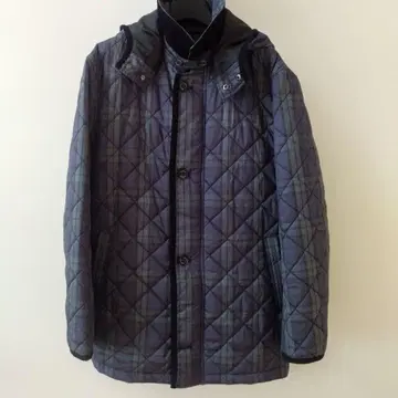 미사용 새상품 심플 라이프 네이비 계열 체크 무늬 퀼팅 자켓