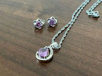 자수정 실버 목걸이 귀걸이 세트